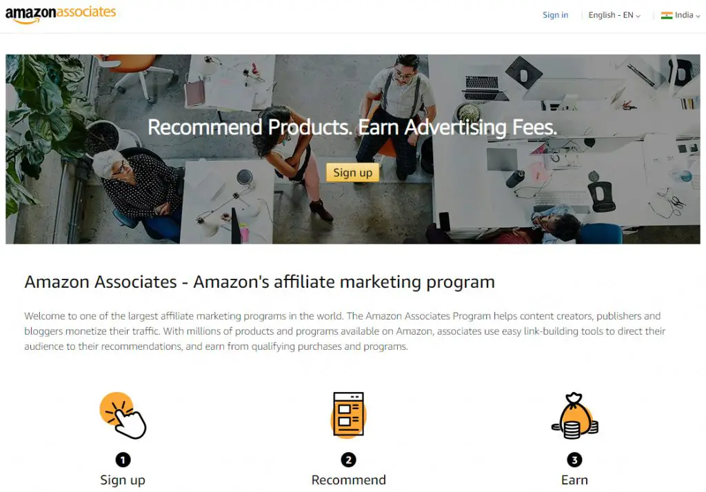 amazon associates homepage