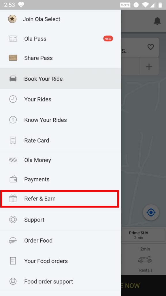 ola refer and earn