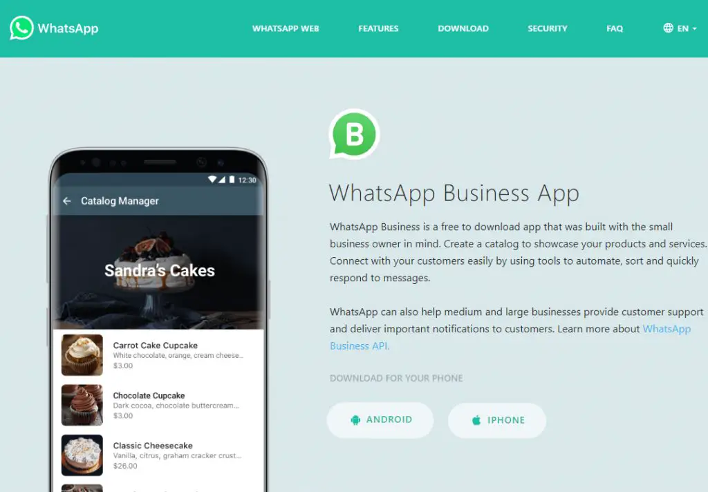 whatsapp business app