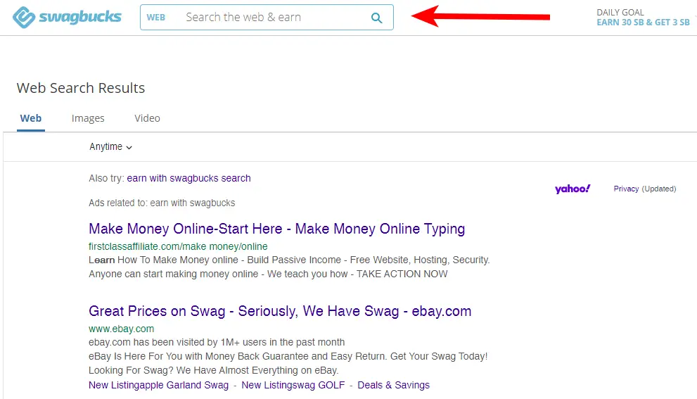 get paid to search the web with swagbucks